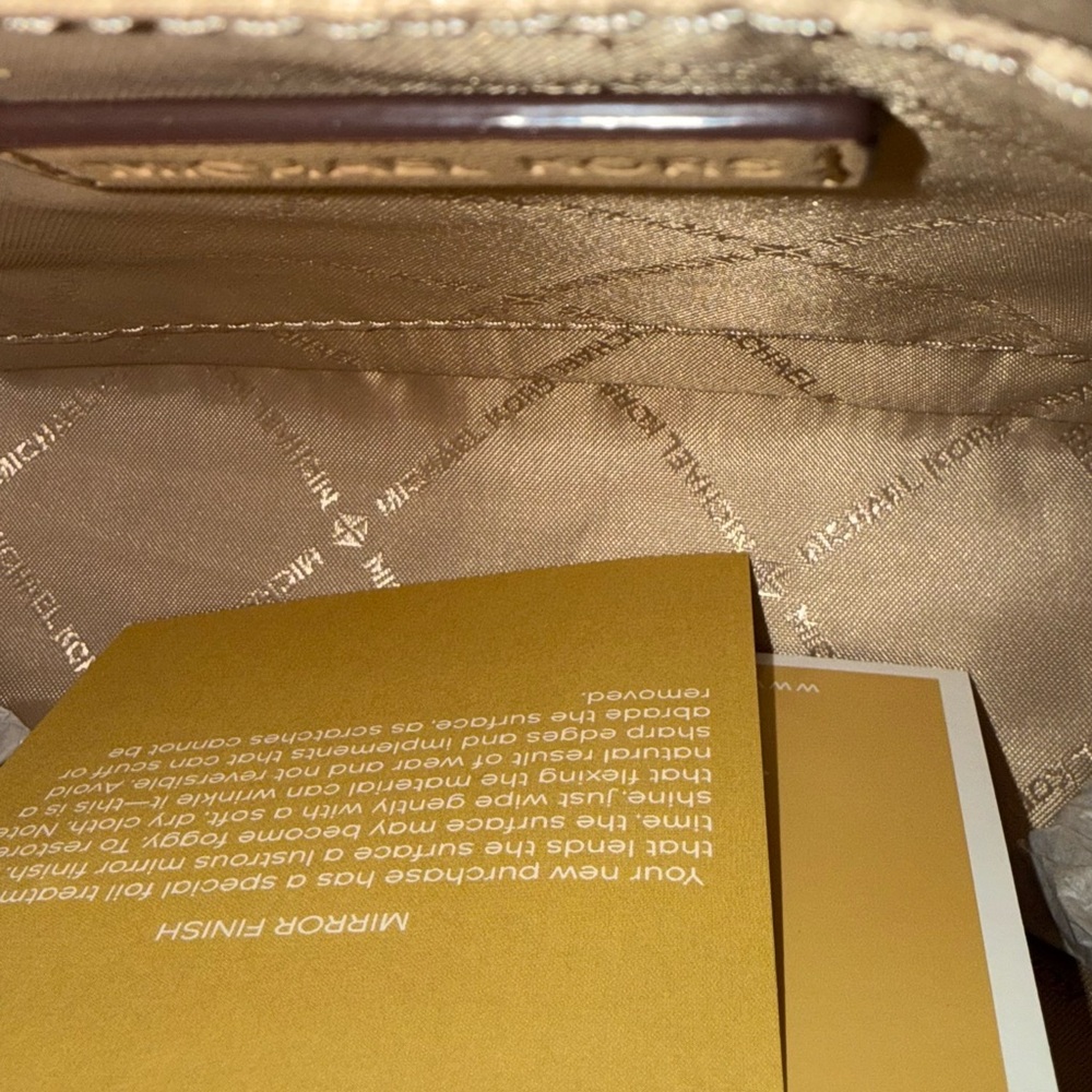 Jet Set Small gold Metallic Logo Debossed Crossbody with tech attachments - Picture 4 of 8